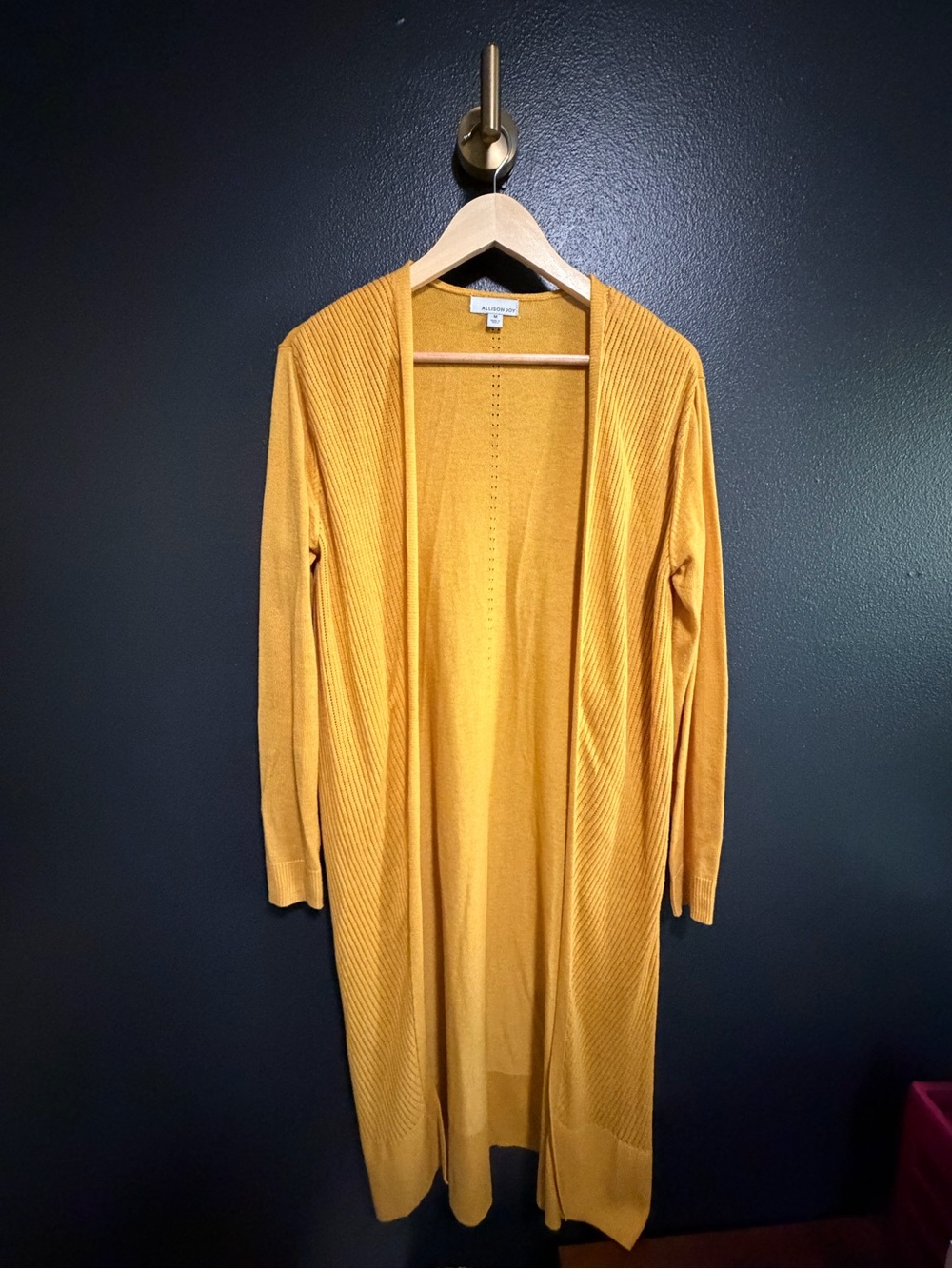 Allison Joy Mustard Open-Front Knit Cardigan